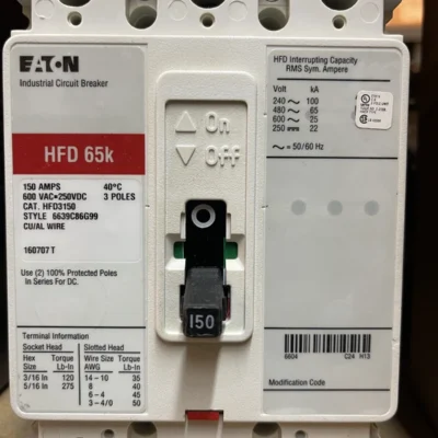 New Eaton HFD3150 3P 150A 600VAC Circuit Breaker