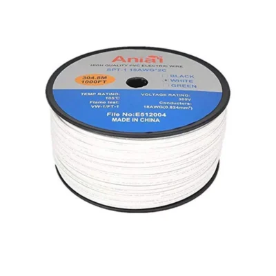 SPT-1 18/2 Zip Cord, Electrical Wire, UL List, 1000' Spool, 18AWG Extension L...